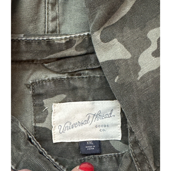 Universal Thread Womens Camo Jacket Green Camouflage Hooded Coat - Size XXL - Picture 5 of 8